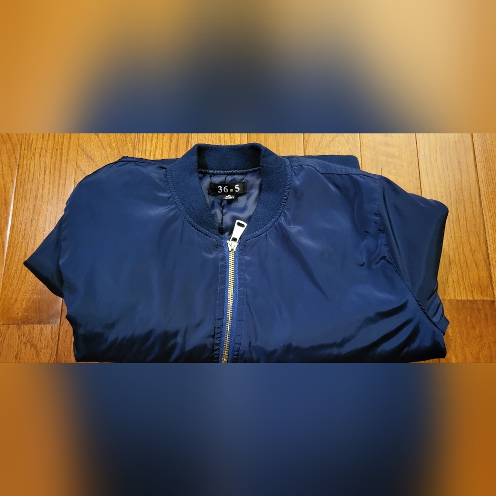 36.5 Navy Blue Medium Bomber Jacket - Picture 3 of 5